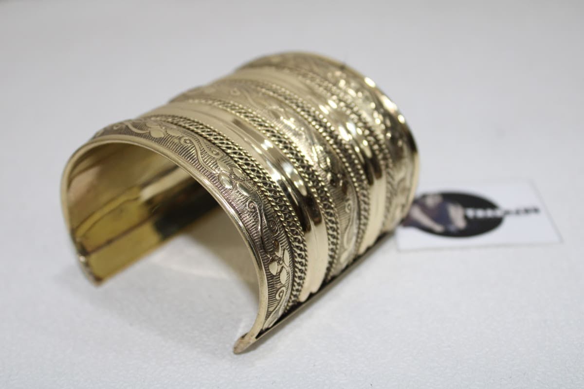 Wide Brass Engraved Cuff