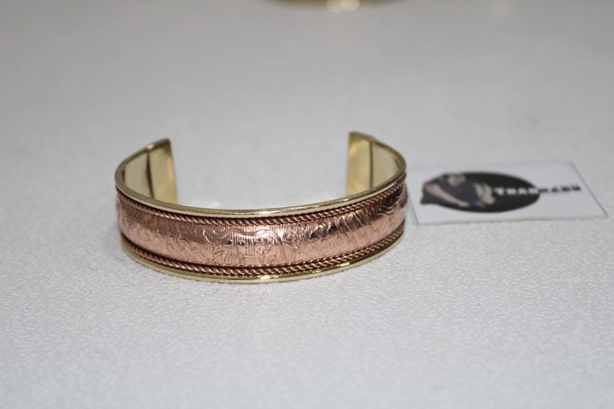Brass Cuff With Copper Design