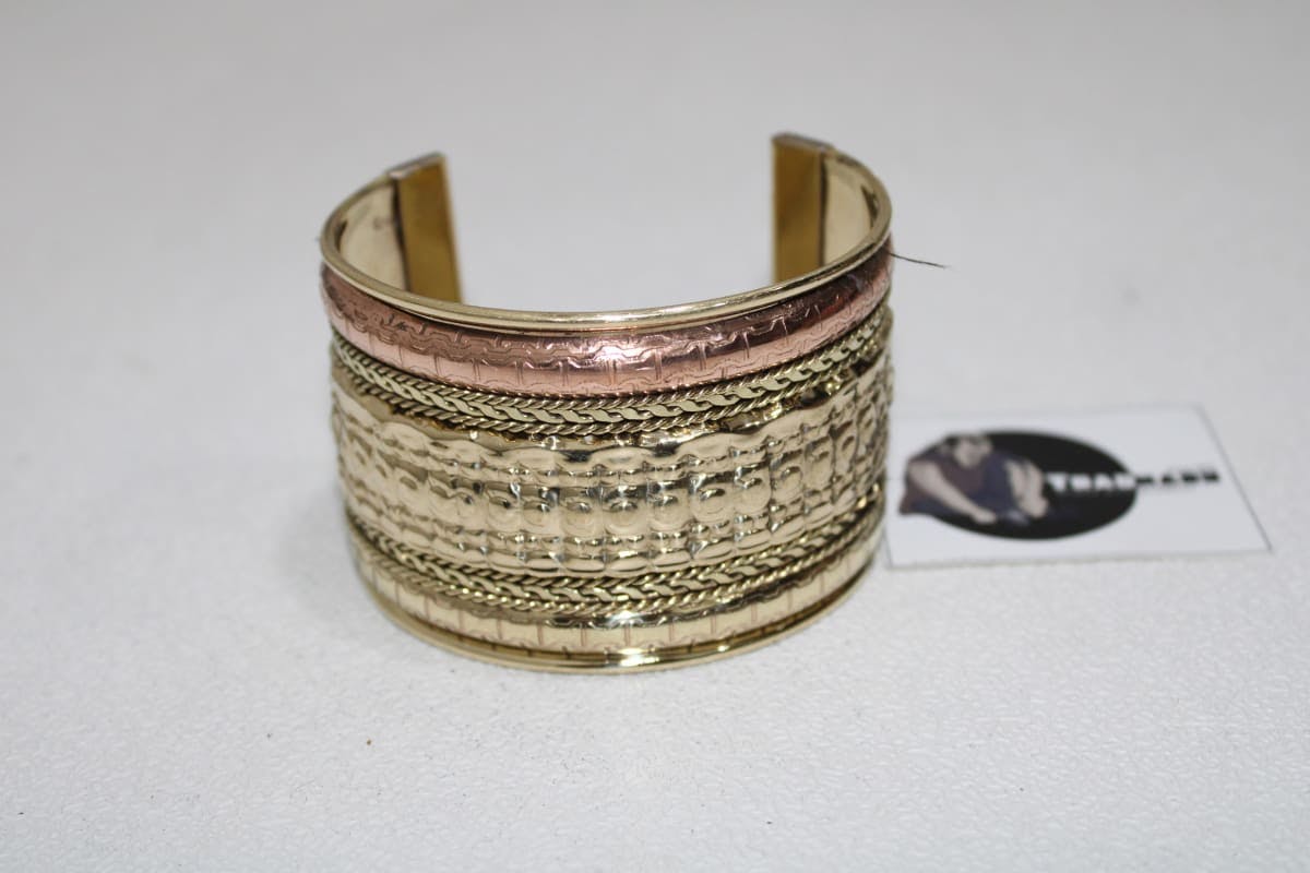 Wide Brass Cuff With Copper Bending