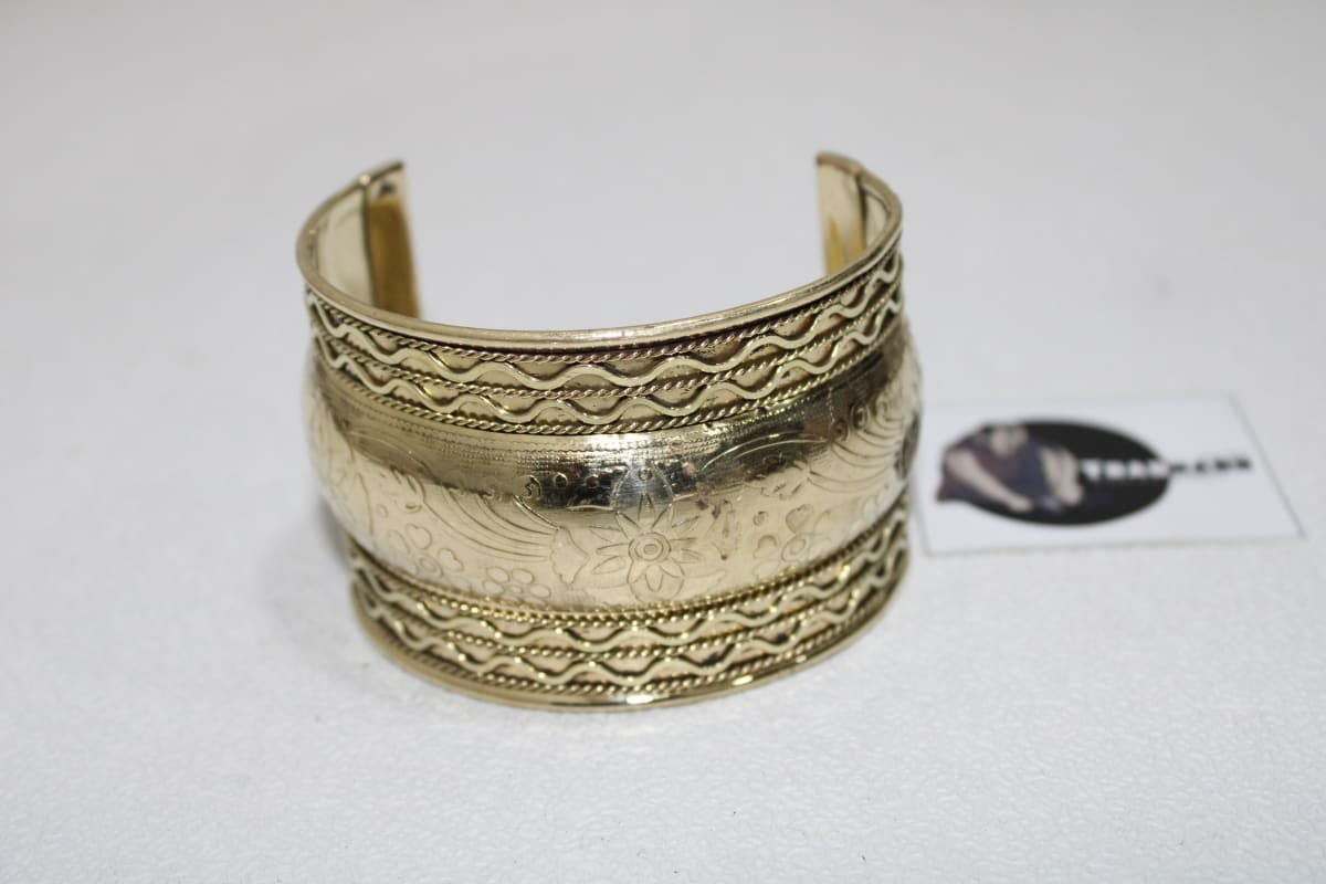 Engraved And Six Rope Design Brass Cuff