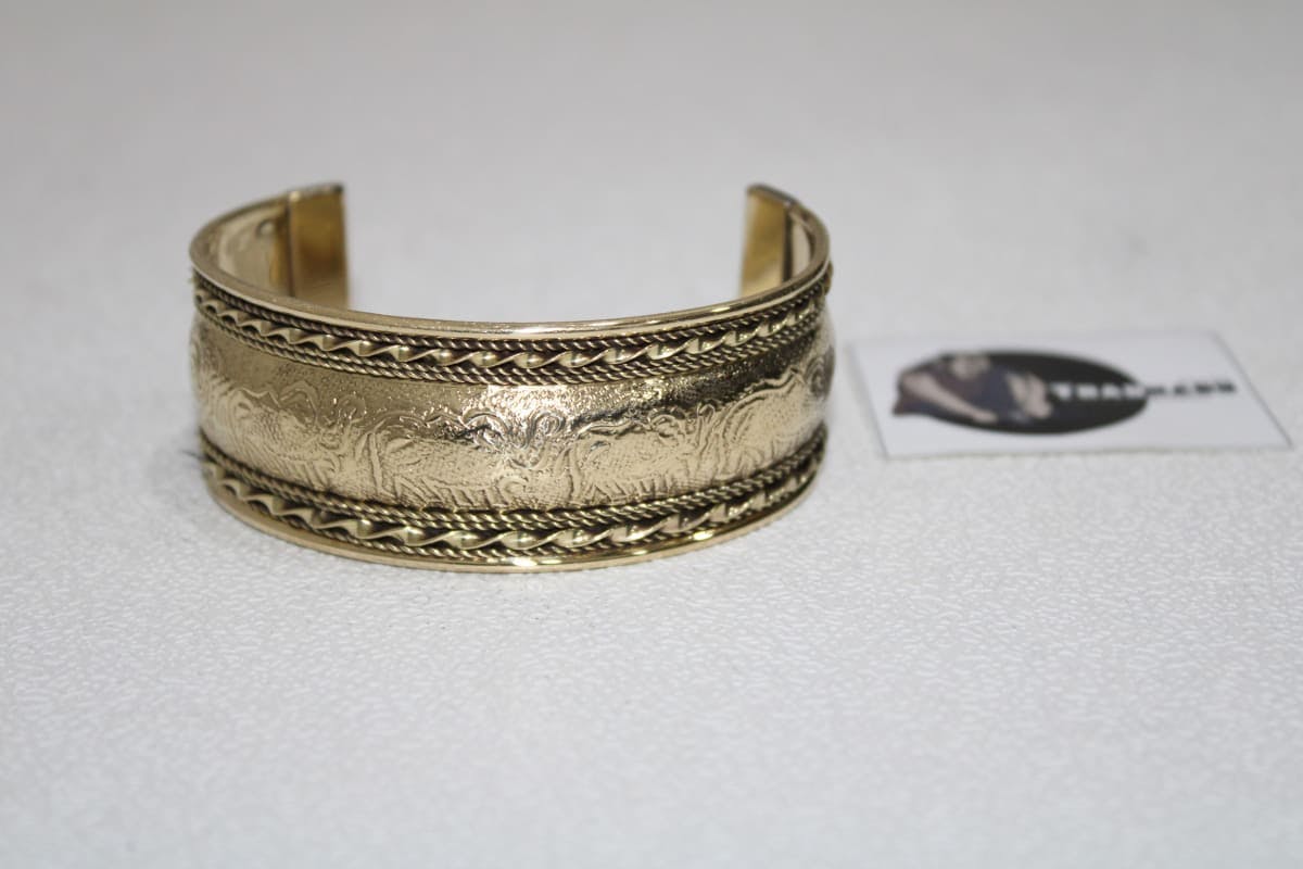 Brass Cuff With Engraved Elephant Design