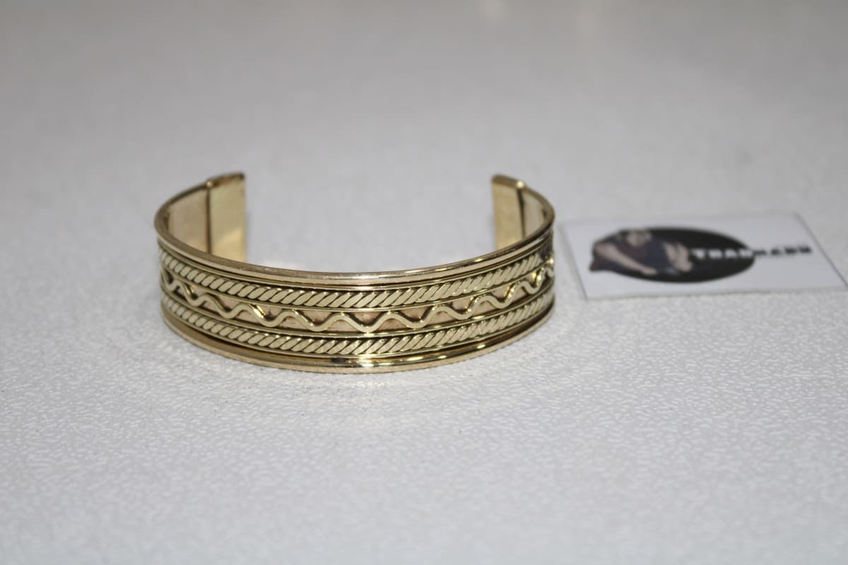 Wave Design Cuff Healing Brass Bracelet