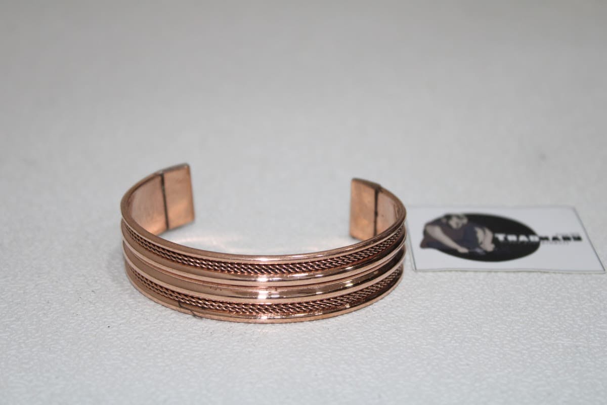 Copper Cuff With Four Thin Rope