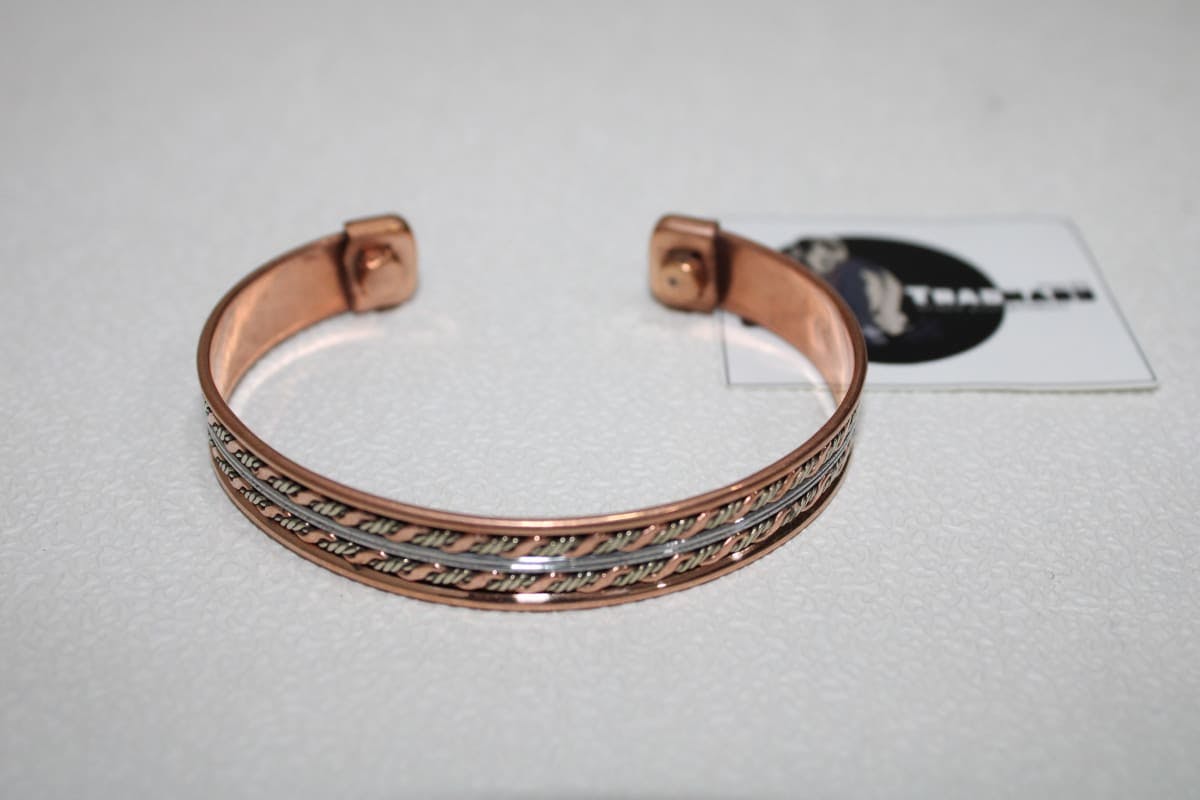 Copper Cuff In Mixed Copper,Brass Rope And Iron 