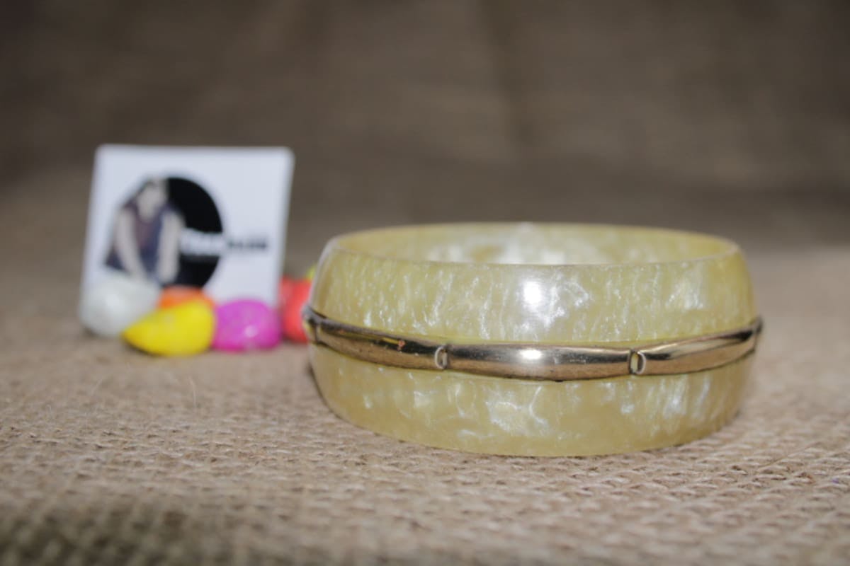 Resin Bangle With Brass Design 