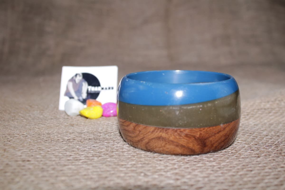 Wooden Bangle With Joint Resin