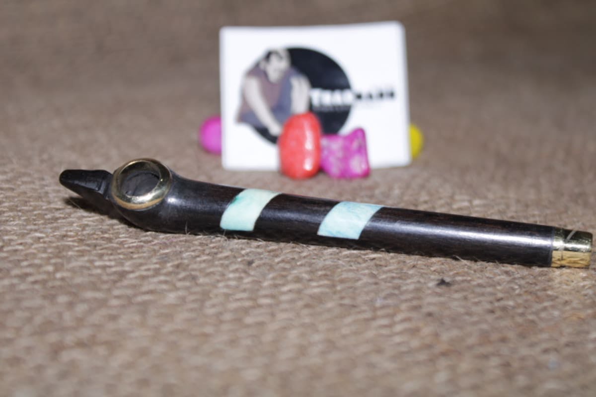 Black Smoking Pipe With Painted Lines