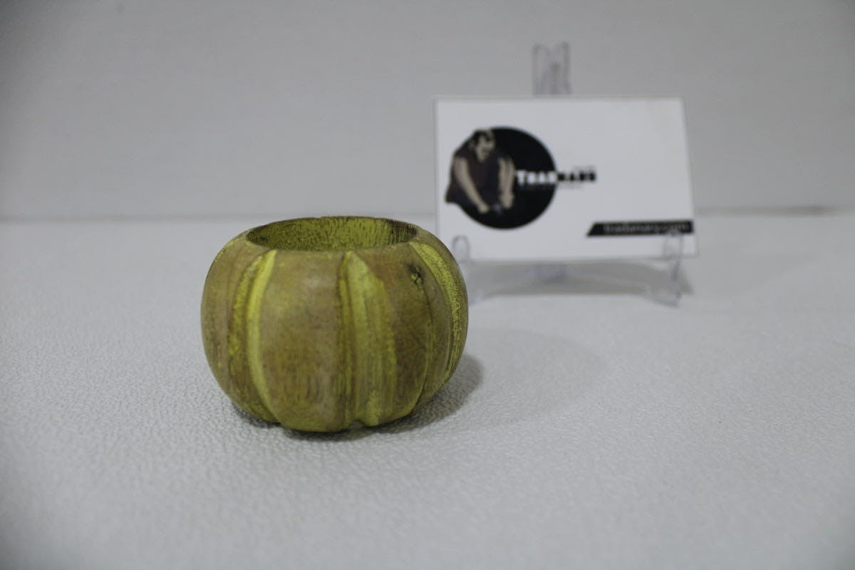 Green Painted Wood Napkin Ring  