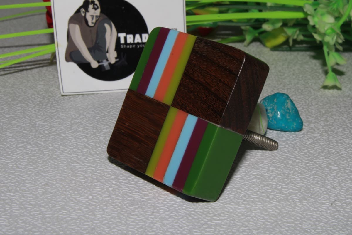 Square Resin and Square Wood Knob