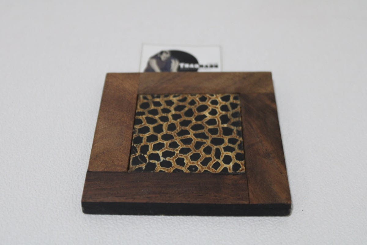 Burnt Horn and Wood Coaster