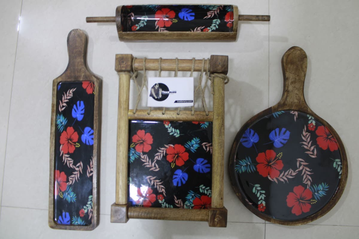 Wooden Serving khatiya platters set