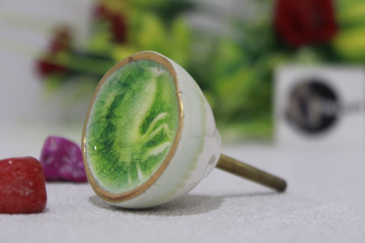 Ceramic Knob In Green Color Design