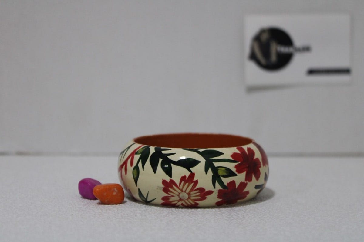 Red Painted Flower Design Bangle
