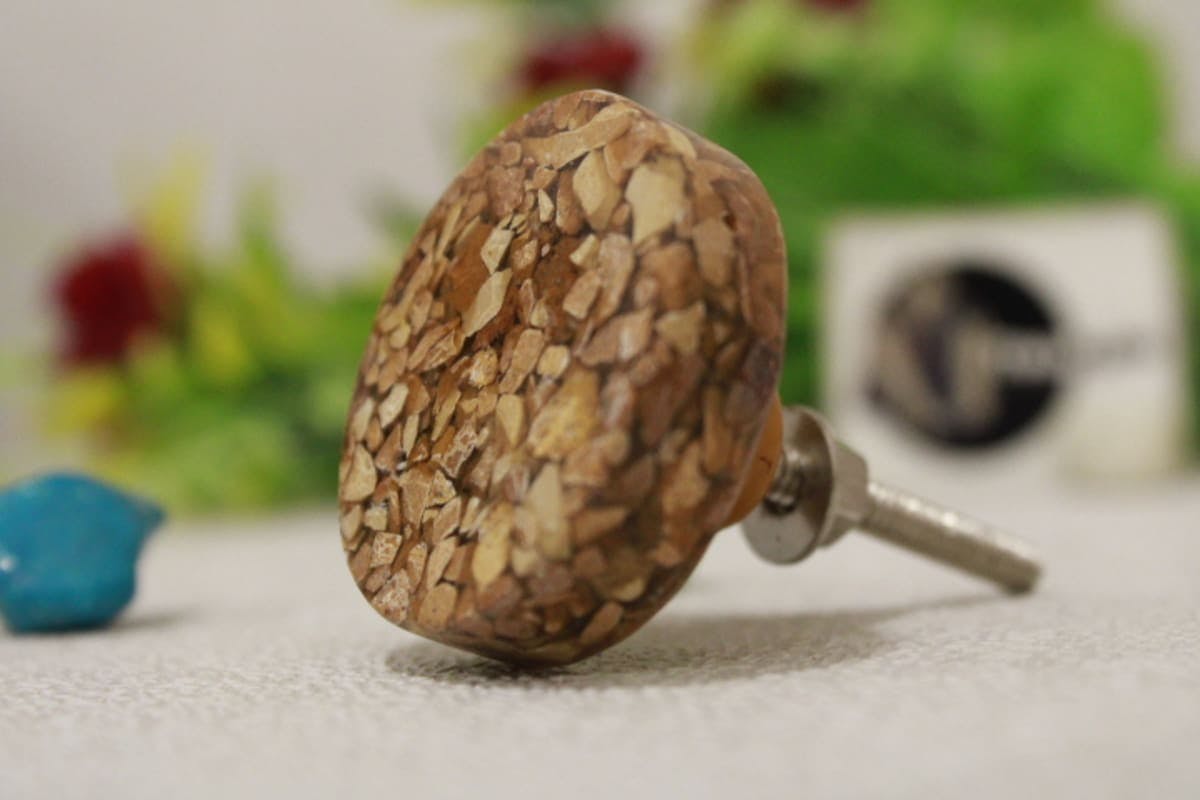 Marble Mixed Brown Resin Knob,