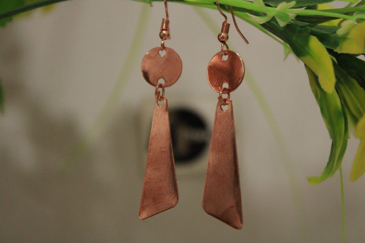 Copper Earrings In Triangle Shape