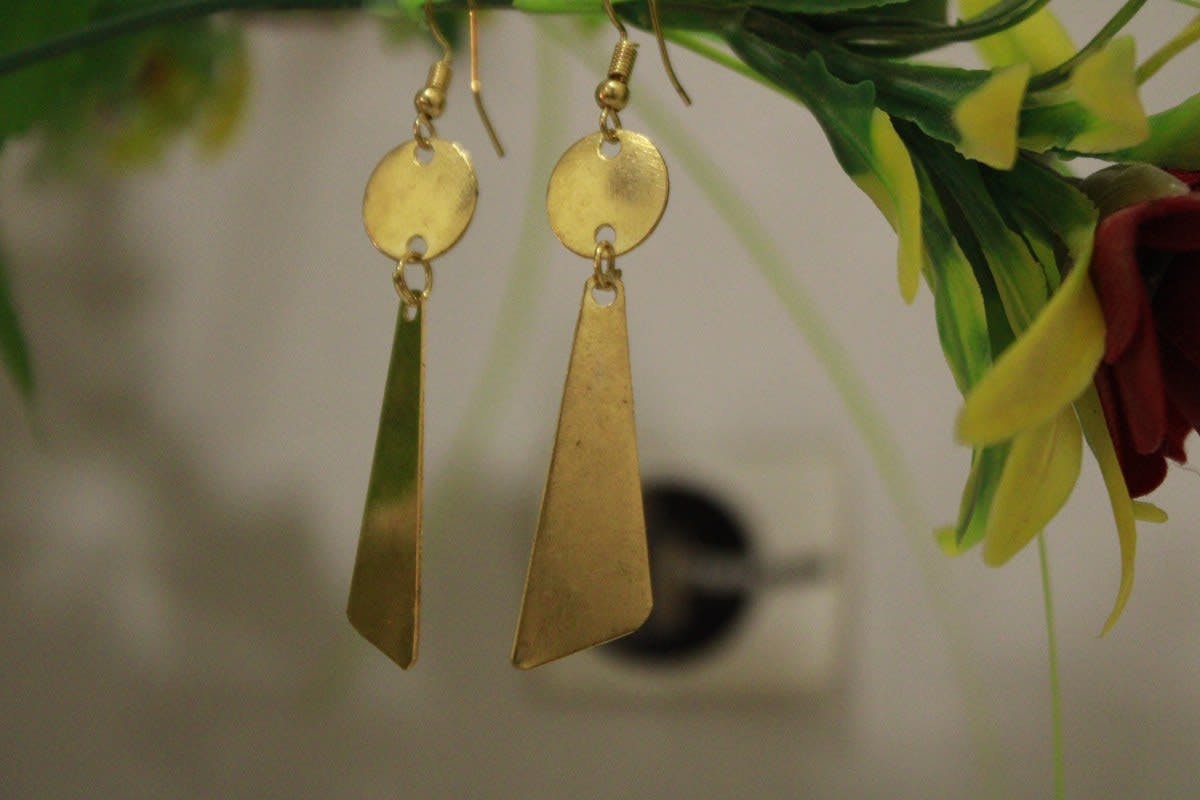 Brass Earrings In Triangle Shape