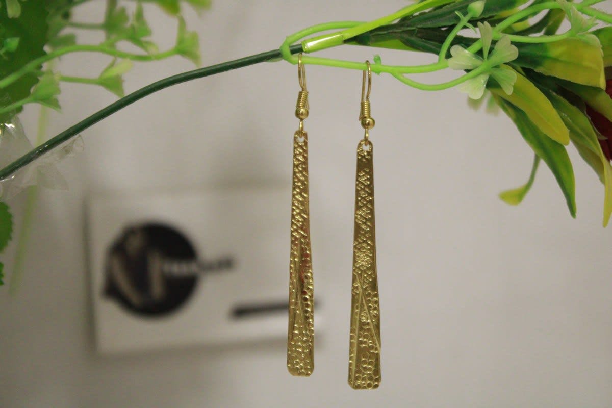 Brass Earrings In Etched Design