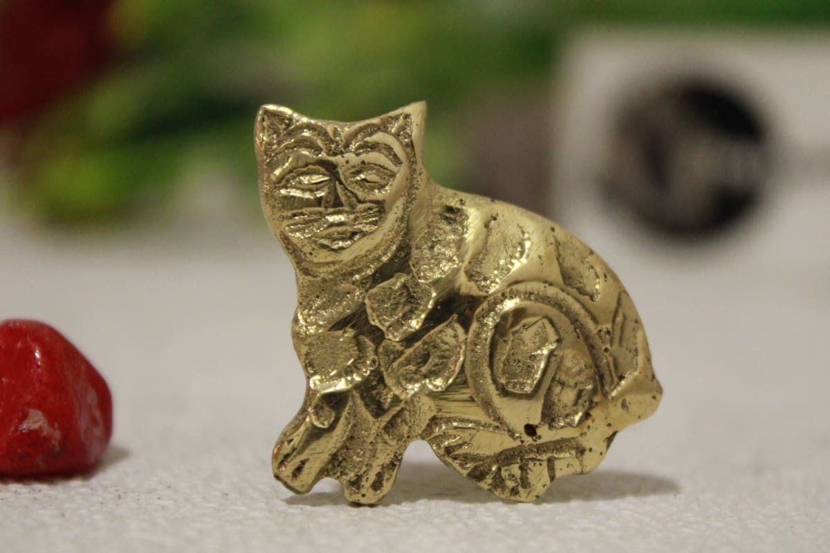 Brass Knob In Cat Shape