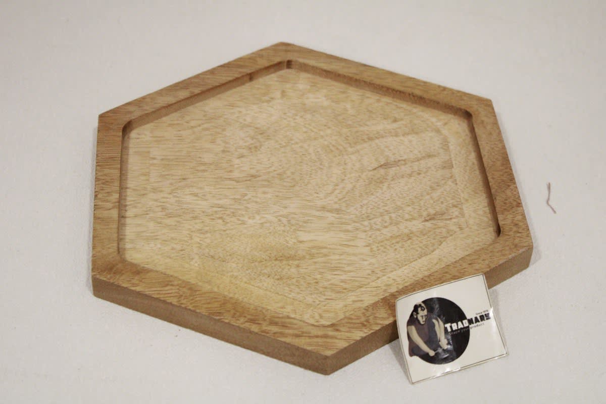 Wooden Serving Plate Set In Hexagon Shape
