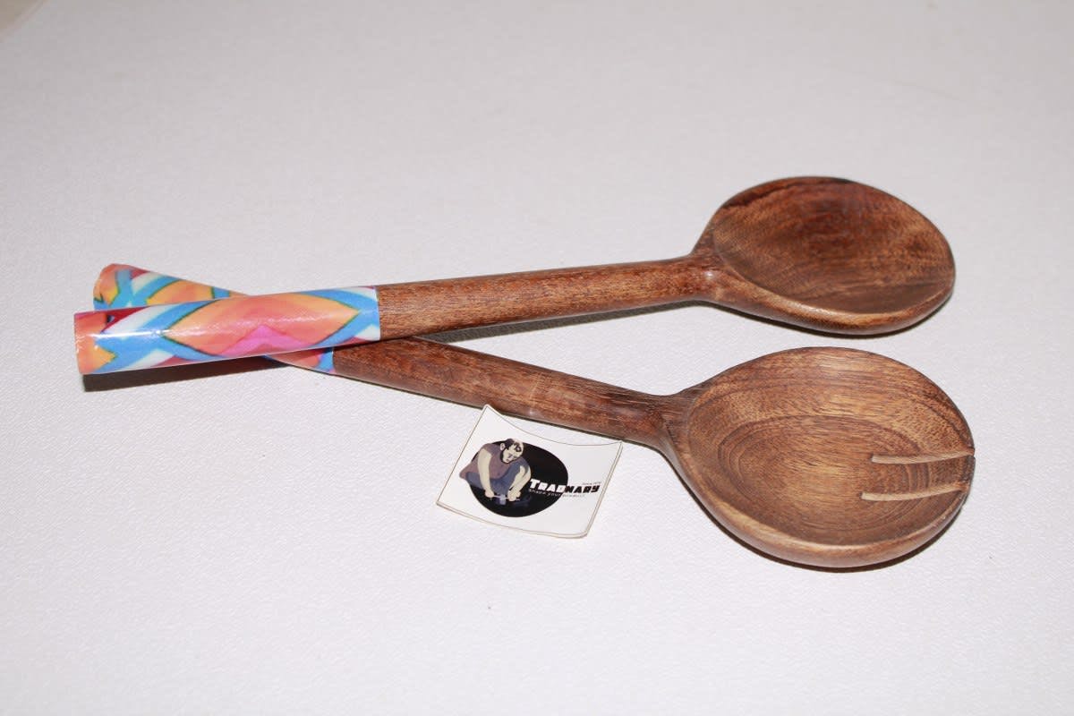 Two Wooden Spoon Set In Resin Handle