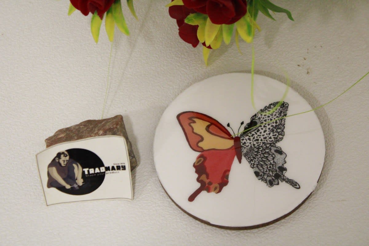 Round Coaster In Printed butterfly with Enamel Paint