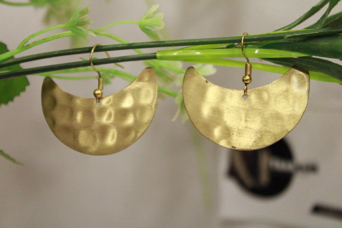 Brass Earrings In Moon Shape