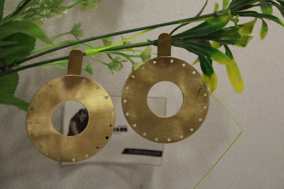 Brass Earrings In Cut Out Point & Circle Shape