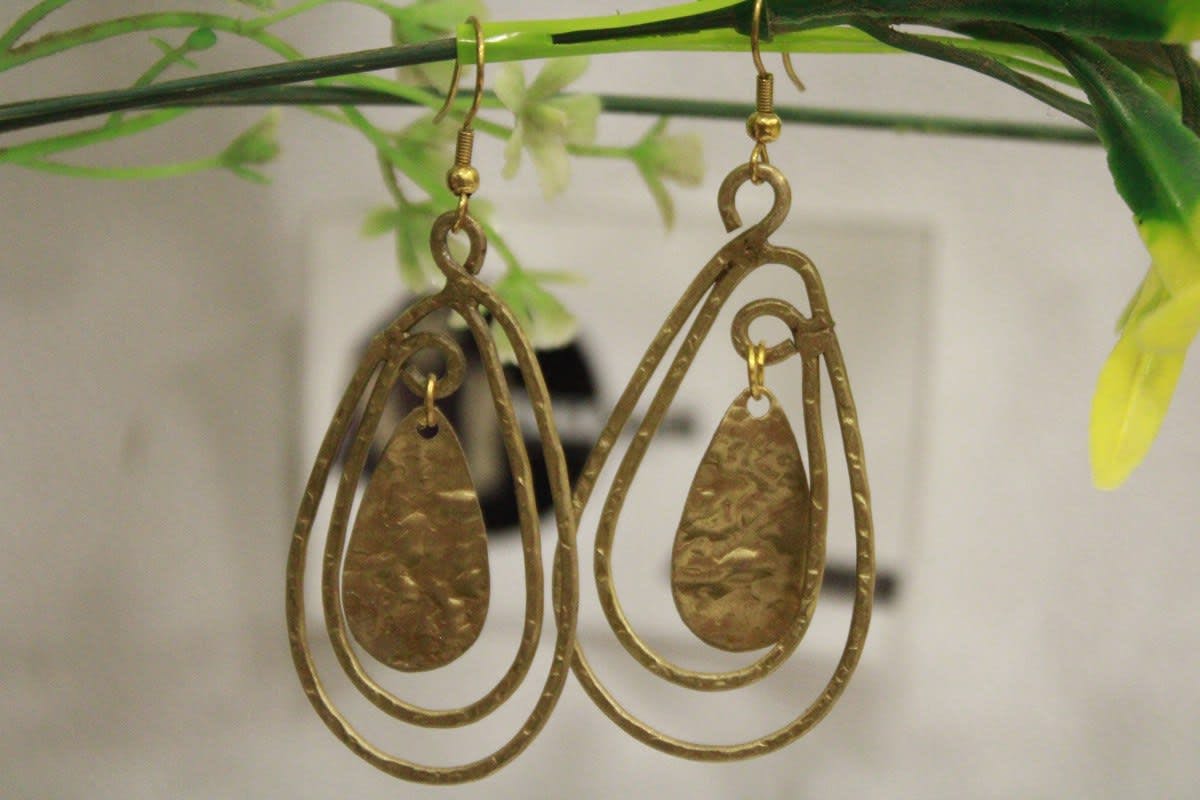 Brass Earrings In Dual Pipe Design