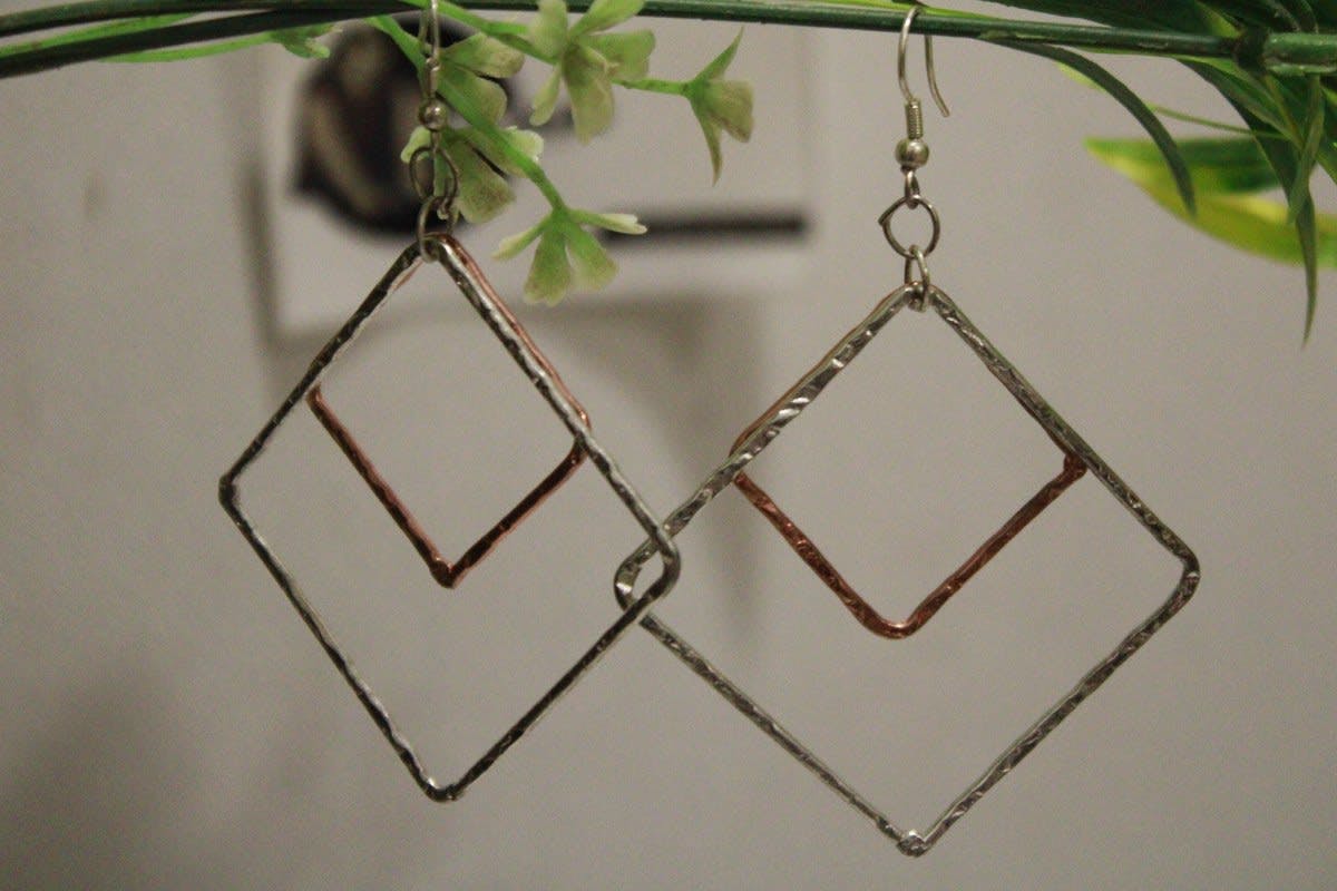 Earrings In Copper & Brass Pipe Design