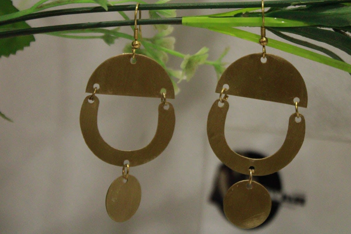 Brass Earrings In Half Oval & Semicircle Shape
