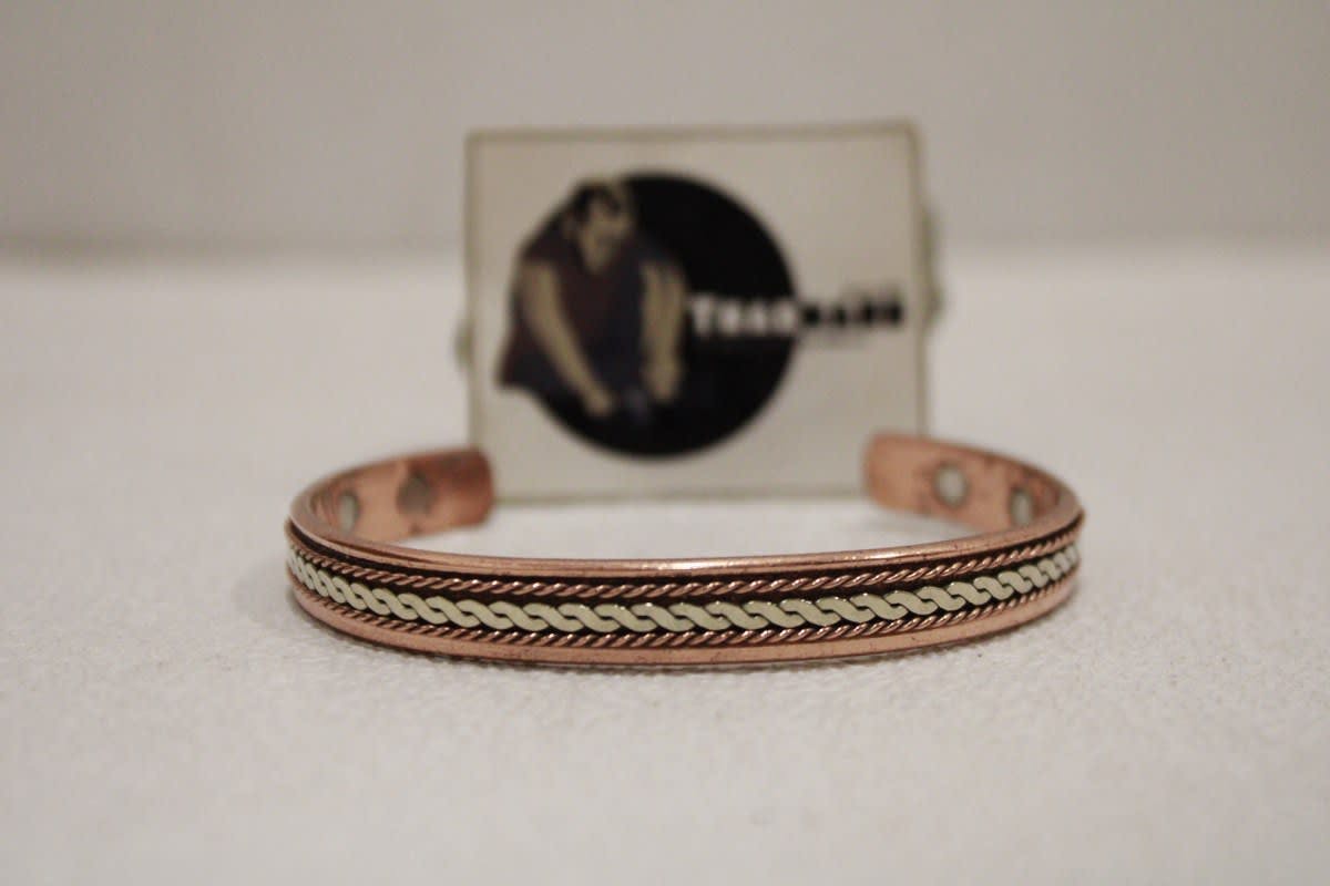 Magnetic Copper Cuff With One Brass Rope Design