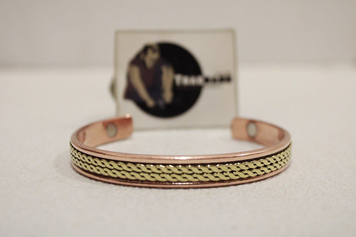 Magnetic Copper Cuff With Dual Brass Rope Design