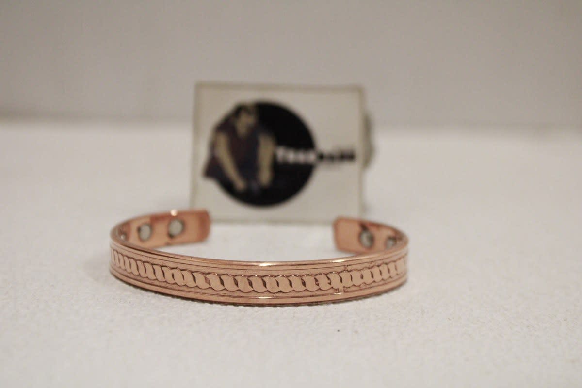 Magnetic Copper Cuff With Thin Etched Design