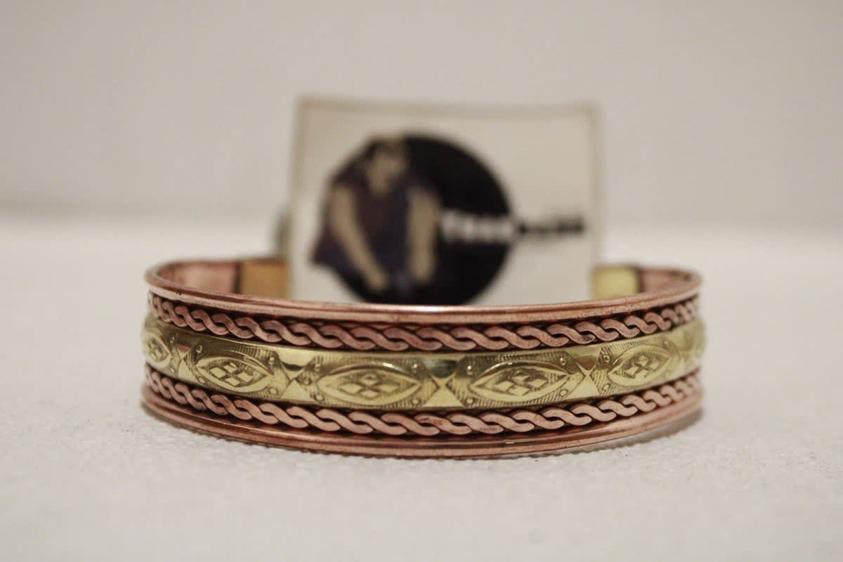 Magnetic Copper Cuff With Etched on Brass & Dual Copper Rope Design