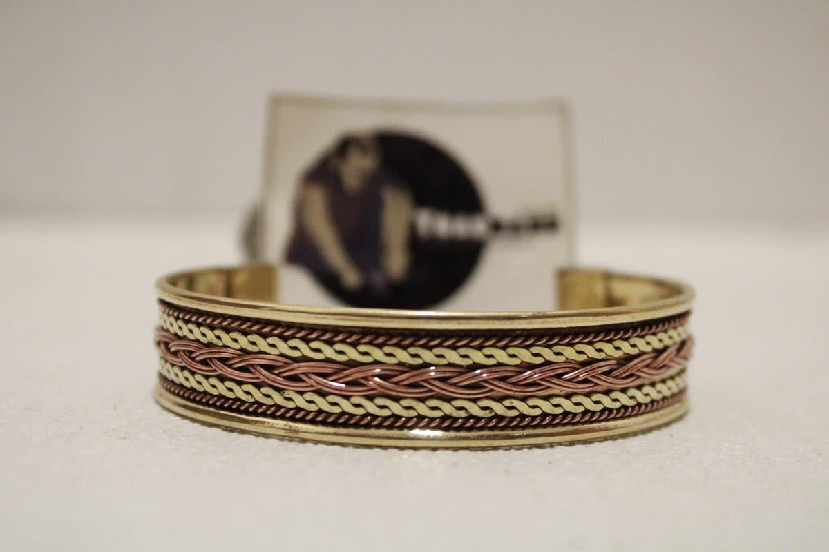 Magnetic Copper Cuff With Dual Brass & Middle Copper Rope Design