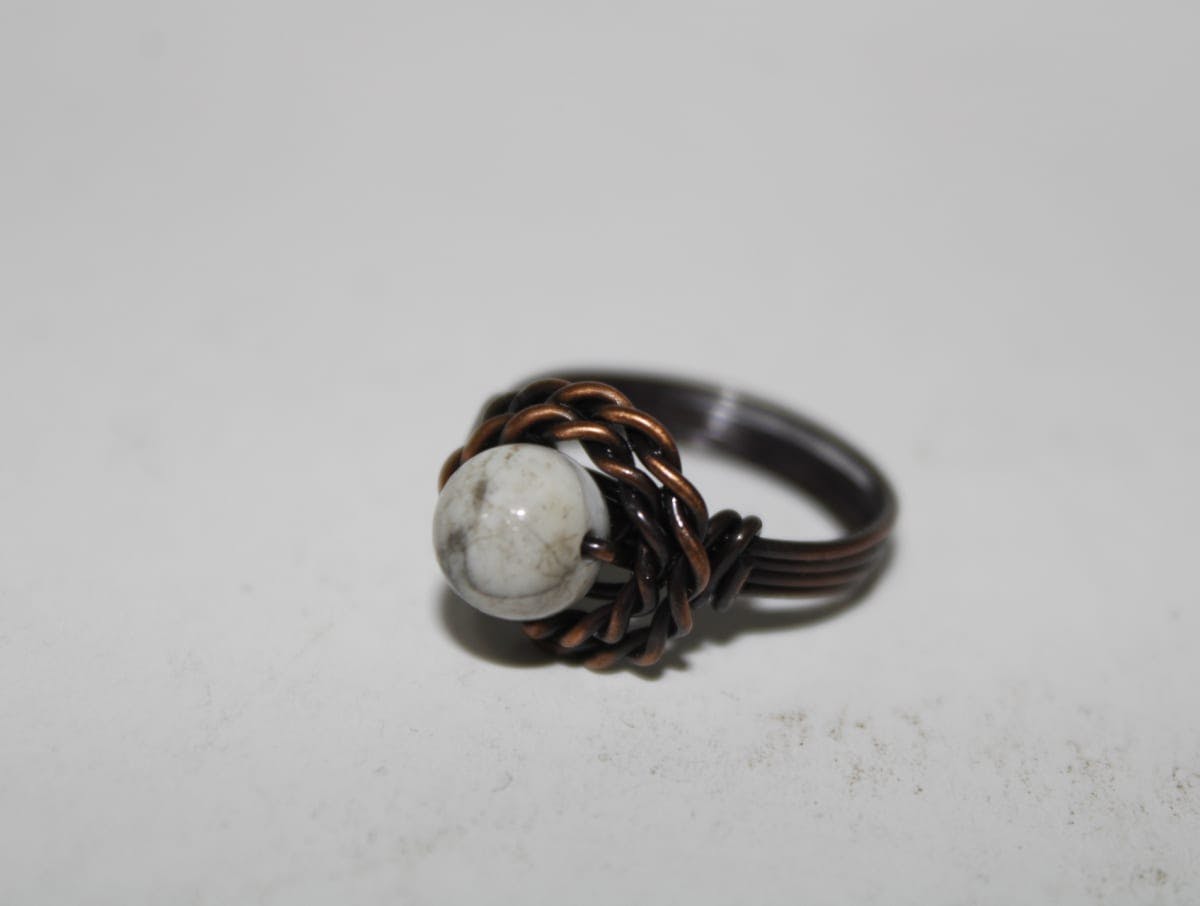 COPPER FINGER RING WITH AGATE RING
